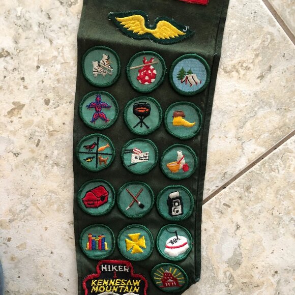 Vintage 60s 70s girl scout sash merit badges pins Scarf Songbook Soap Lot Bundle - Picture 3 of 7